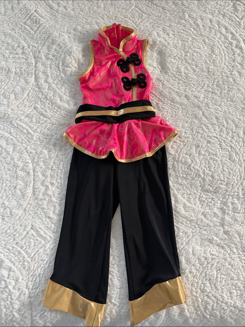 Weissman Pink and Black Dance Costume with Gold Trim